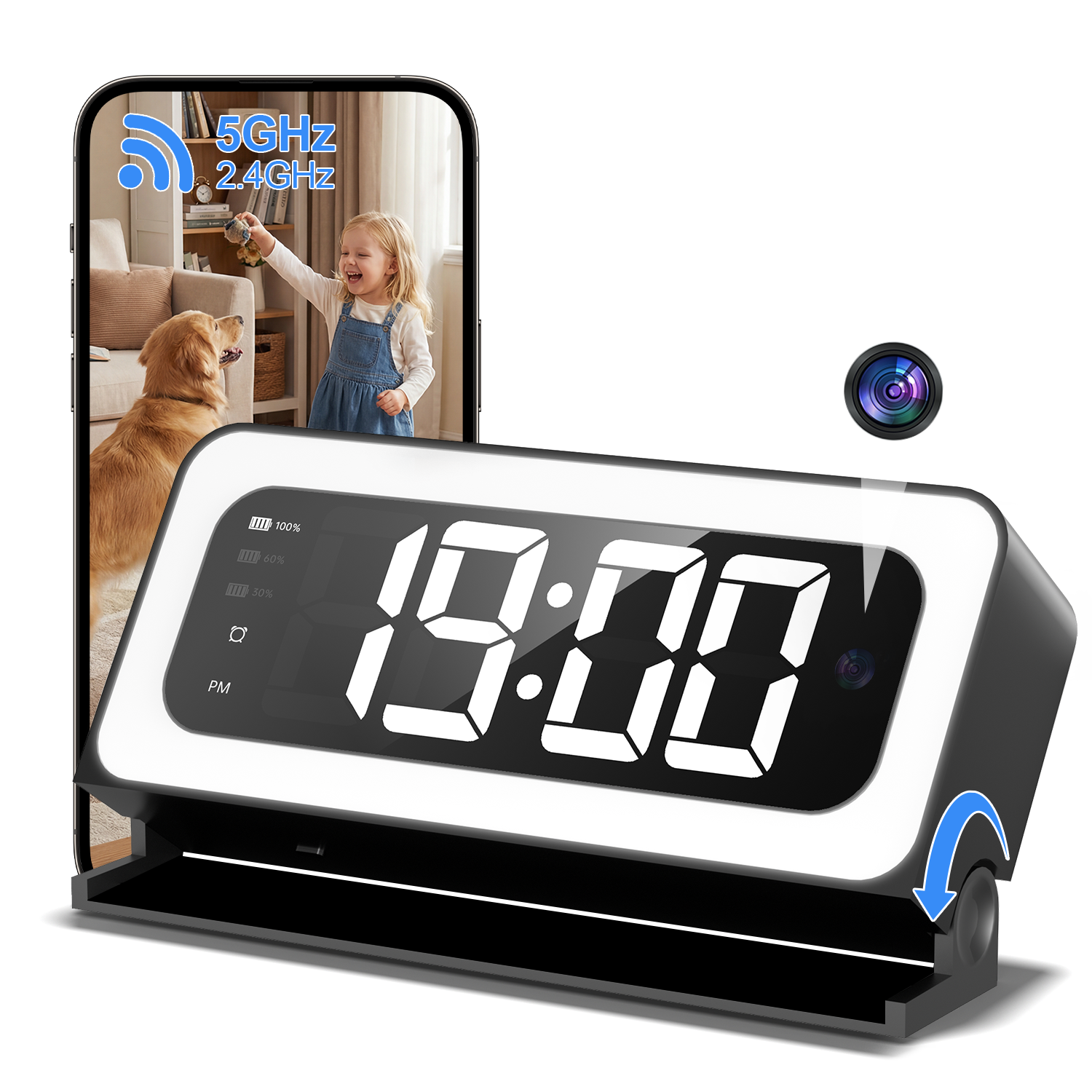 2K Clock Digital Alarm Camera